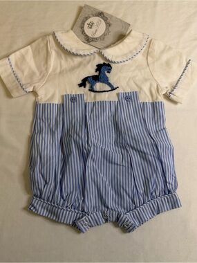 Beau KiD Kids Designer Boutique Wear Rocking Horse Bubble Romper 3/6 Months NWT